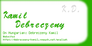 kamil debreczeny business card
